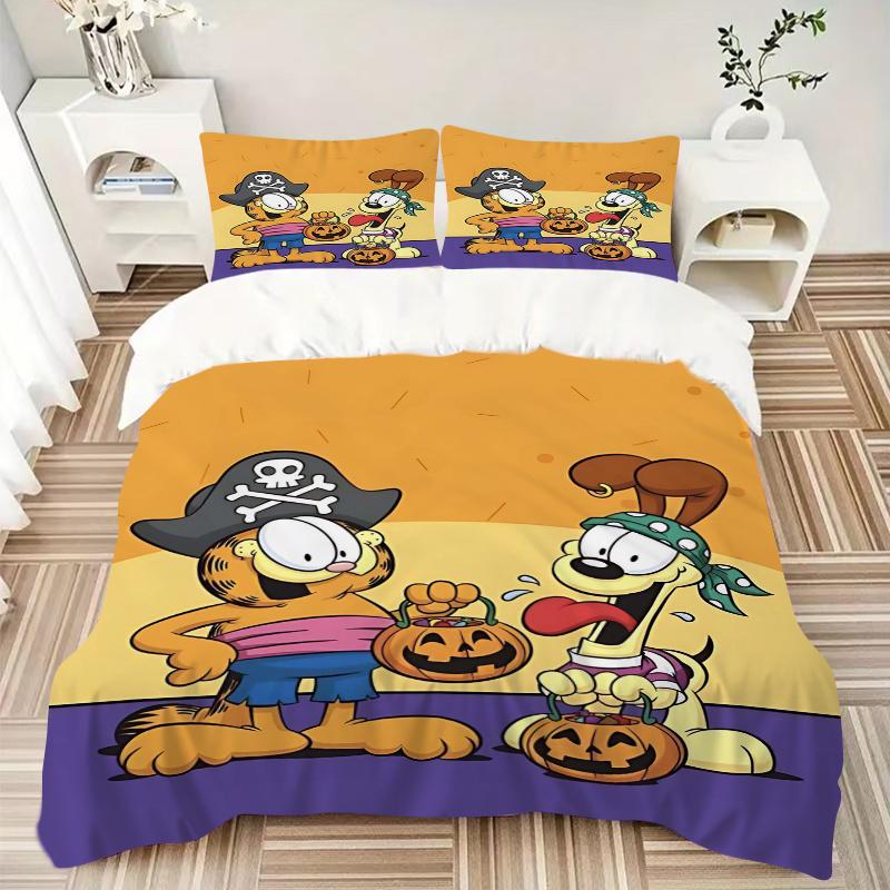 3pcs Halloween Garfield and Odie Bedding Set, Including, Without Filling, Soft and Comfortable Home Bedroom.H044
