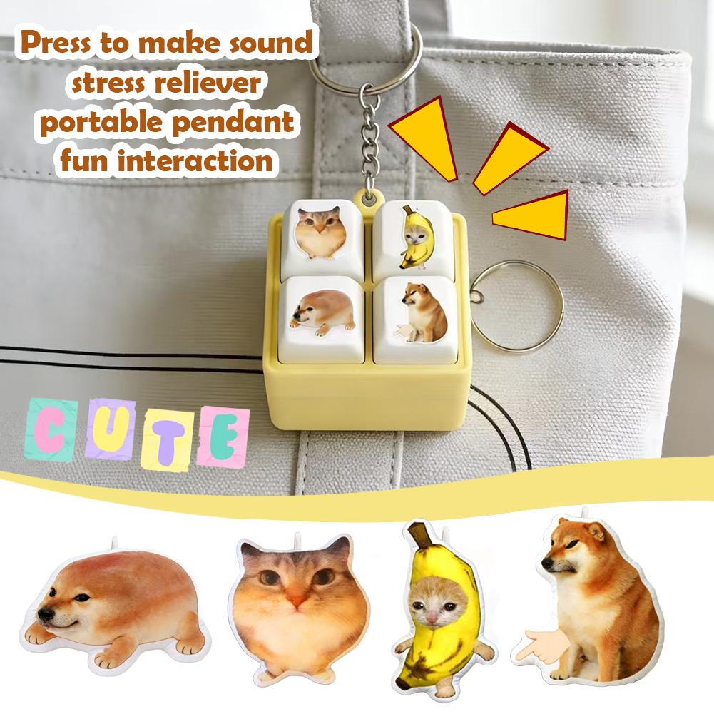 4-Key Voice button keychain Plastic decompression toys Decompression vocal ornament For Birthday Party Gifts
