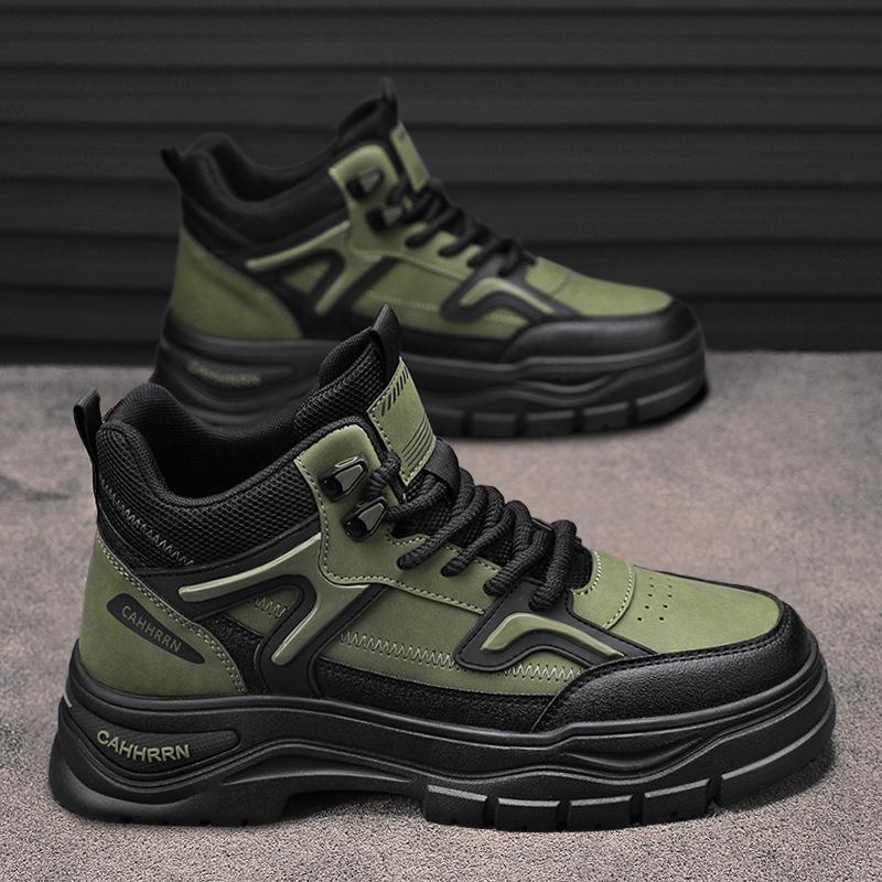 High-top Shoes Men's Autumn and Winter Trend Thick-soled Non-slip Work Martin Boots Medium-top Sports and Leisure Men's Shoes