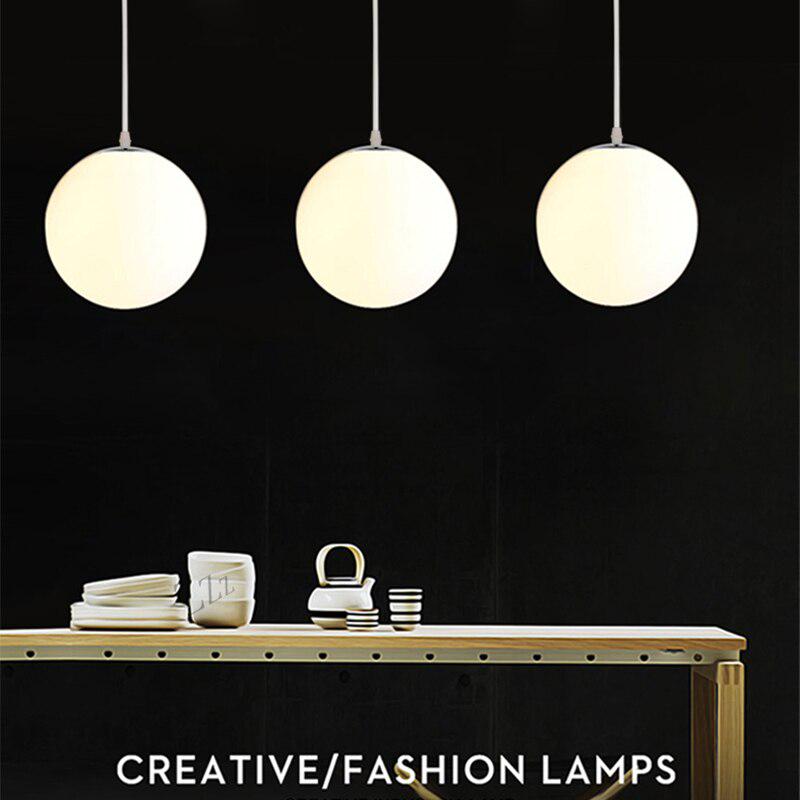 Современная простая молочно-белая стеклянная люстра с одной головкой E27, светодиодная люстра для гостиной, столовой, спальни, кухни, освещение