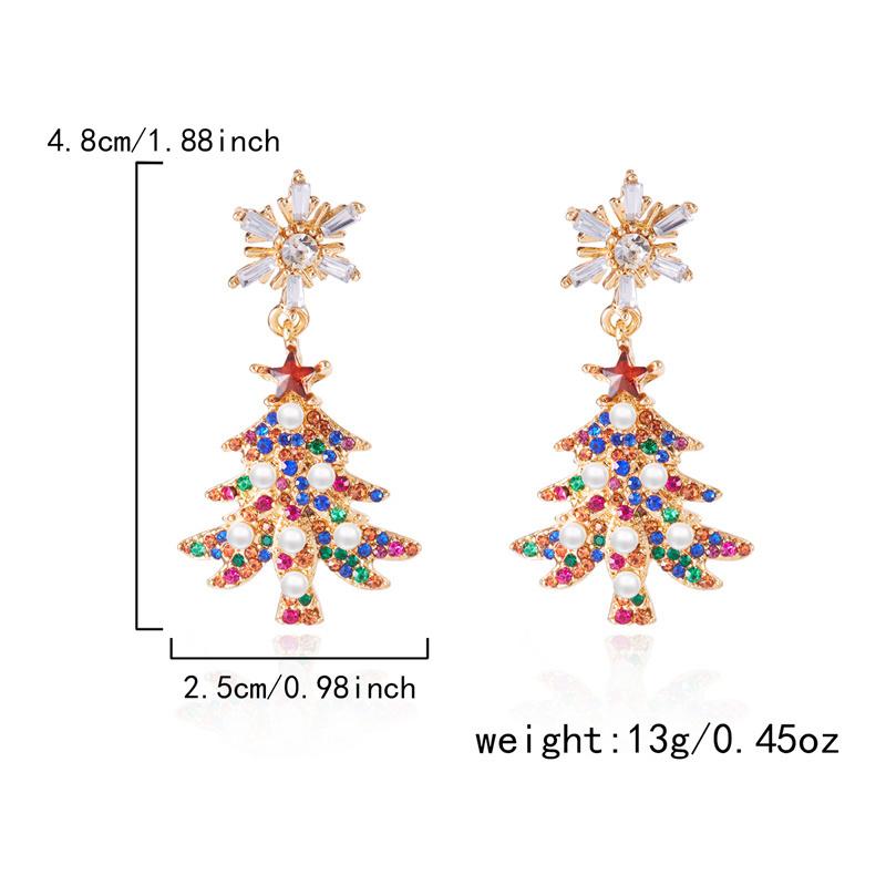 Trendy Christmas Tree Long Pendant Earrings High Temperament Fashion Zircon Jewelry Xmas Gift Collection Studs Party New Arrival