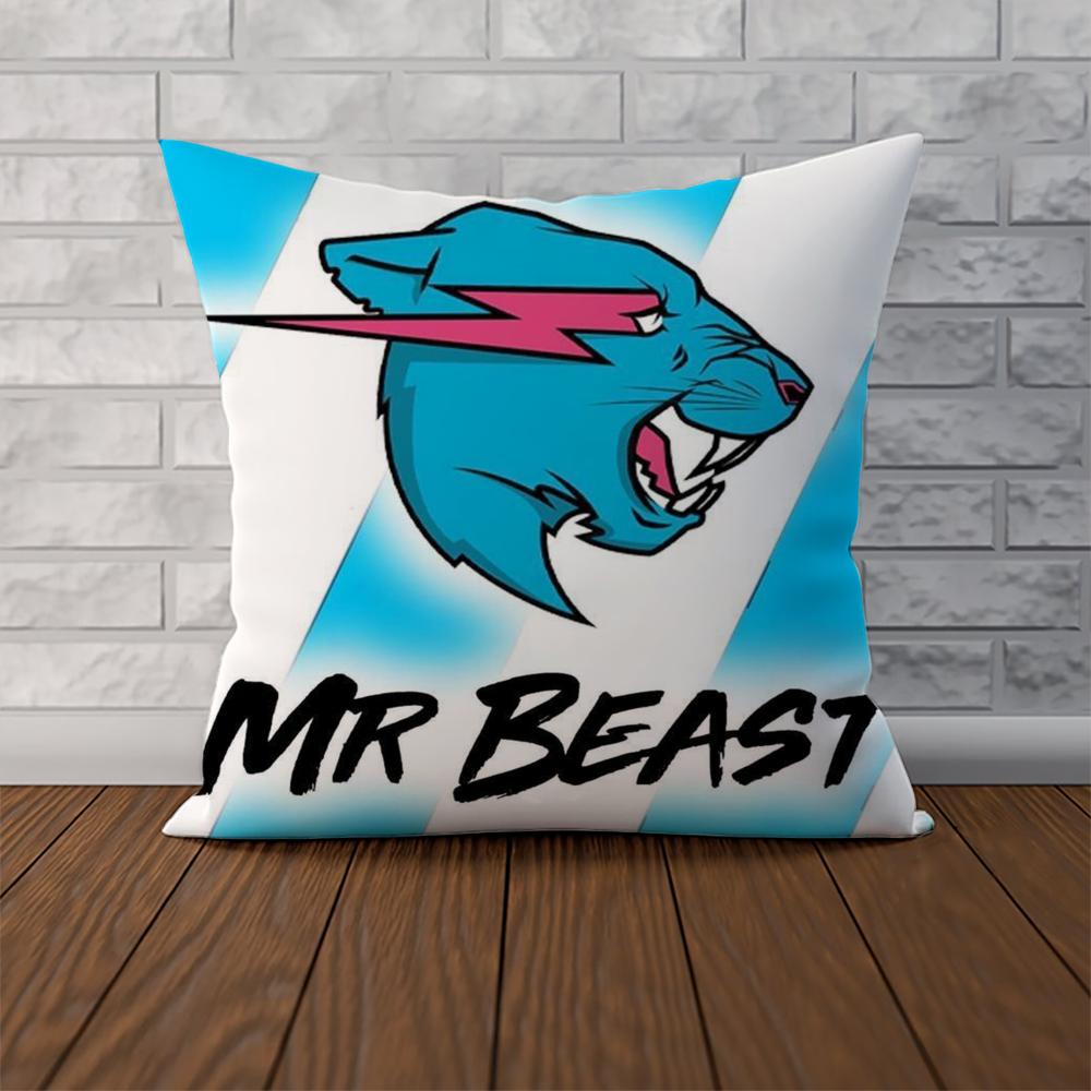 Mr BBeast Pillow Case For Car Sofa Decorative Home Doublesided Print Plush Square Throw Pillow Cushion Cover