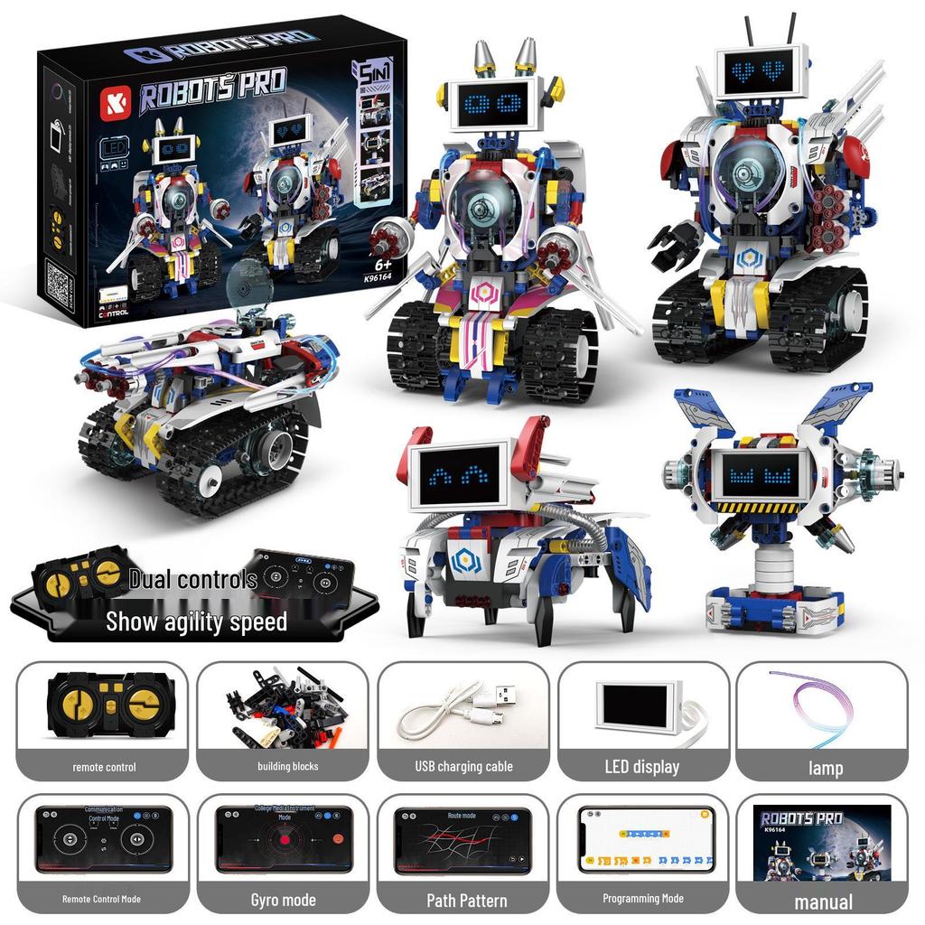 Программируемый робот Wall-E «Пять в одном»: Сборные строительные блоки, Электрическое научное образование, Пульт дистанционного управления, Совместимы с Lego