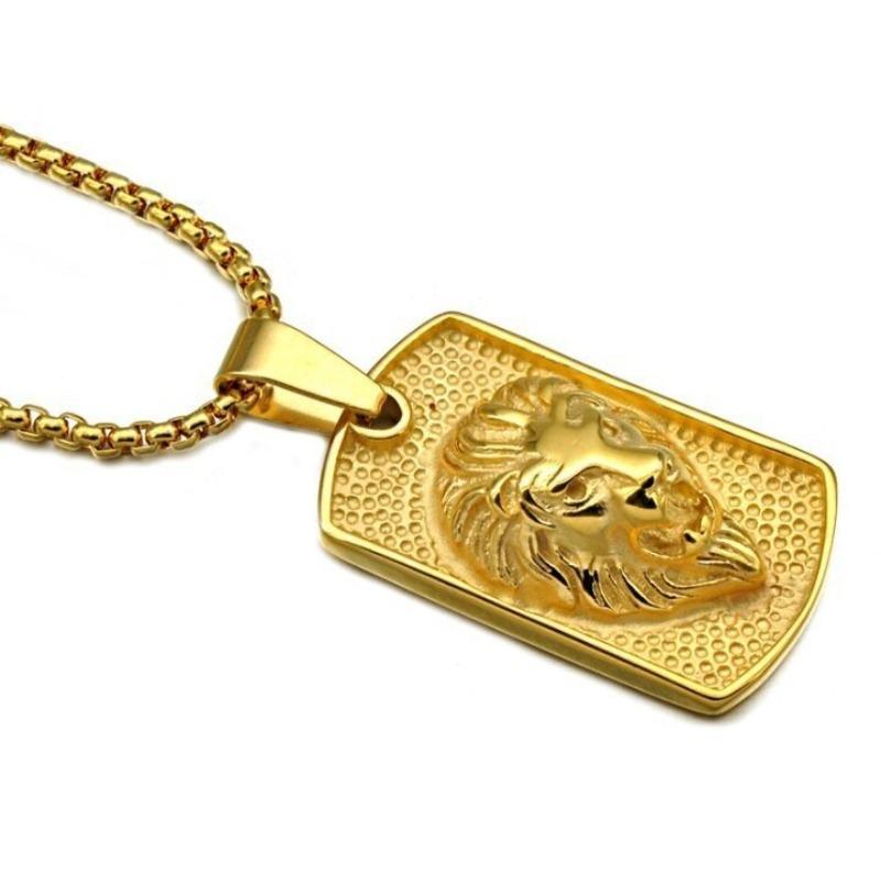 New Fashionable Men's Trendy Simple Lion Head Pendant Necklace