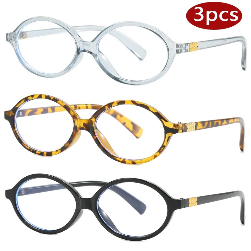 Cycling 3pcs Simple Oval Anti Blue Light Glasses Frames Women Computer Optical Lenses Glasses Eyewear Small Frame Eyeglasses