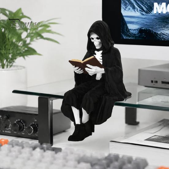 Подарок ветерану на пенсию, 3D-печатный скелет пожарного, Сидящий на полке, Готический пожарный-солдат в мантии, Мужская офисная декоративная фигурка, Коллекционная