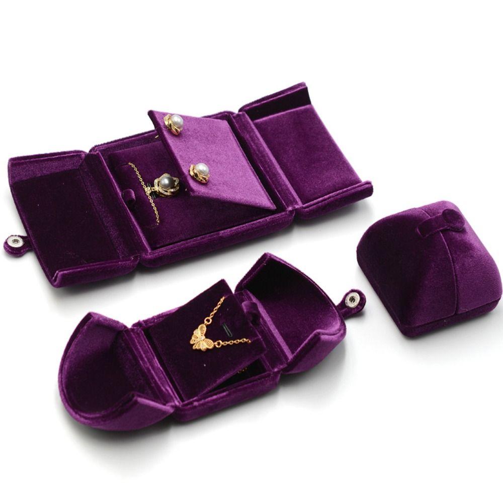Однотонная бархатная шкатулка для украшений, роскошный чехол для ожерелья/браслета, кольцо/ожерелье/браслет для хранения