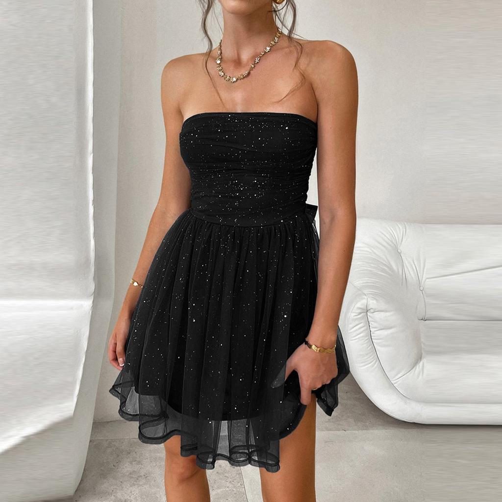 Женское модное короткое платье с сетчатым платьем на груди