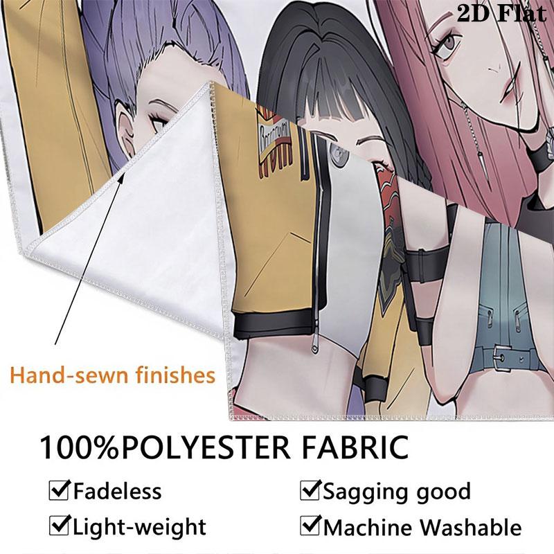 Kpop Demon Hunters Wall Tapestry Aesthetic Wall Hanging Printed Fabric Blanket Decorative Tapestries For Bedroom Living Room Home Decor