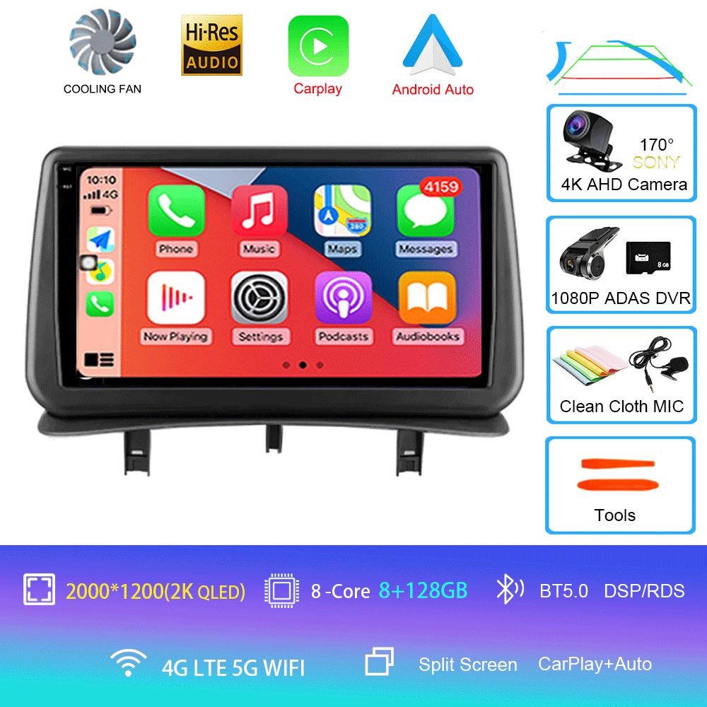 Видеоплеер Android14 Carplay для Renault Clio 3 Clio3 2005 2006 2007 2008 2009 - 2014 Мультимедийное автомобильное радио WIFI+4G DSP Stereo