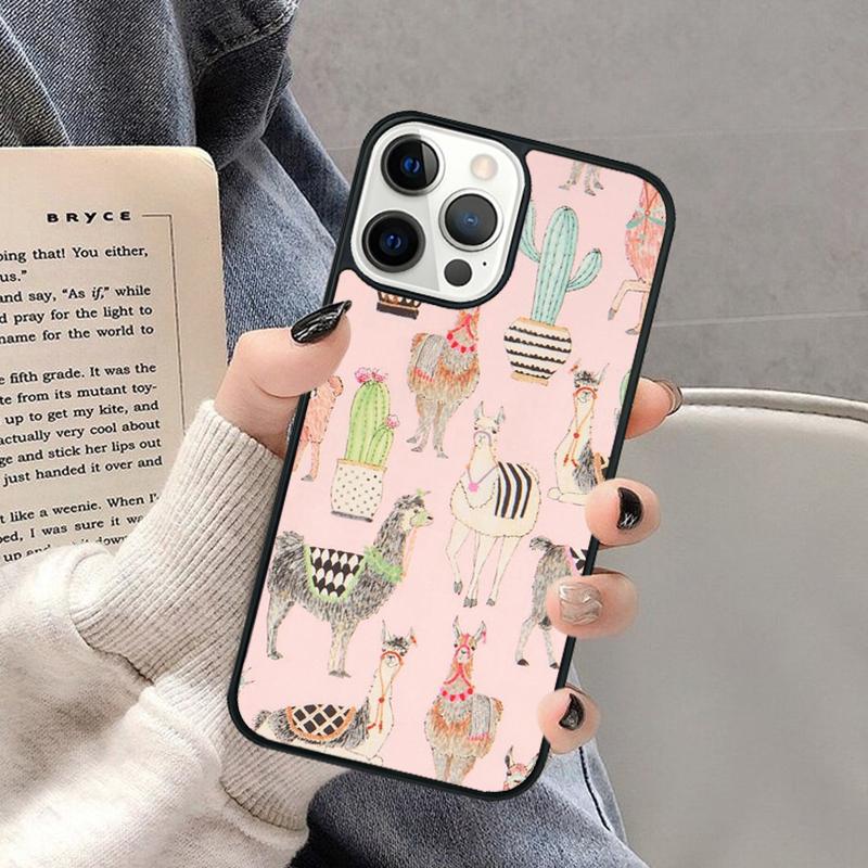 Милый Кавайный Чехол для Телефона с Ламой и Альпакой для iPhone 17 Air 16 16e 15 Plus для Apple 13 11 12 14 Pro Max Cover coque Shell