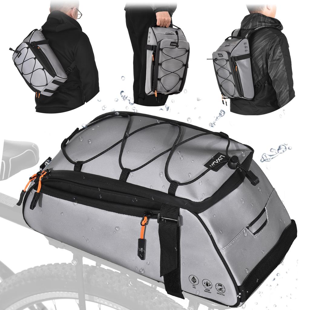 Сумка для велосипеда 3-в-1 Светоотражающая сумка для седла велосипеда Водонепроницаемая сумка для задней стойки велосипеда с плечевым ремнем