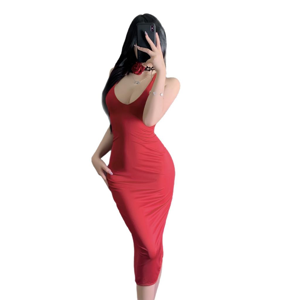 Sex underwear sexy neck suspender skirt pure desire deep V abstinence uniform pajamas qqny suit