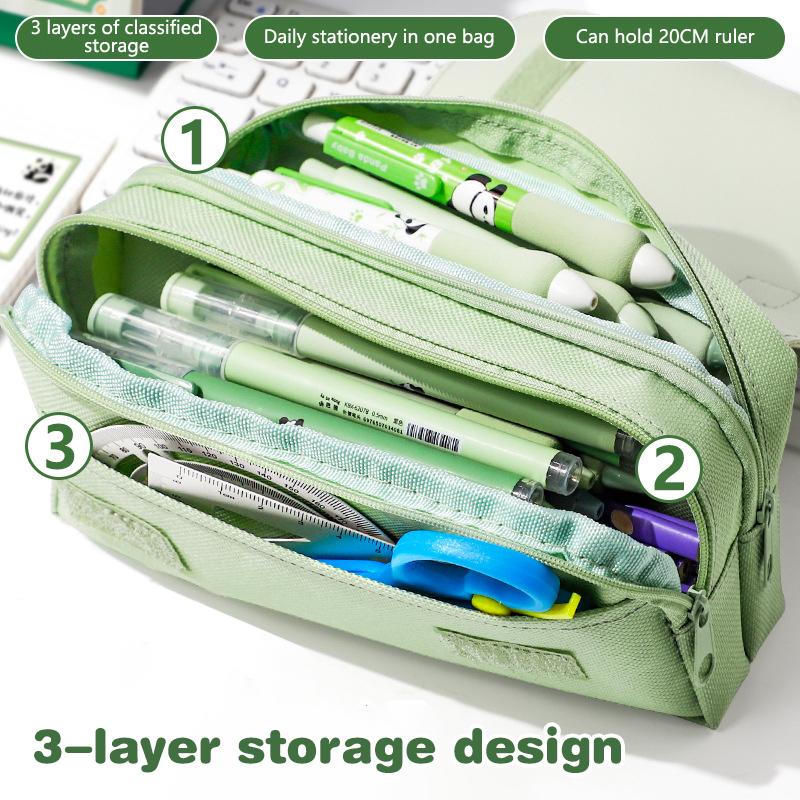 Cute Cartoon Capybara Panda Pen Bag Fashion 3-Layer Large Capacity Stationery Organizer Multifunctional Pen Box Children Gifts