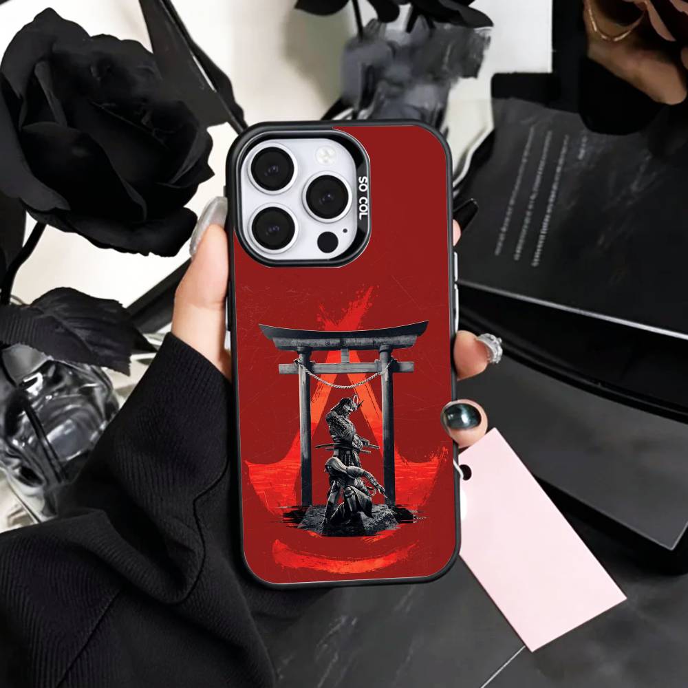 A-Assassins C-Creed S-Shadows Naoe Чехол для телефона для iPhone17,16,15,14,13,12,11 Plus,Pro Max Цветной Посеребренный Внутренняя крышка
