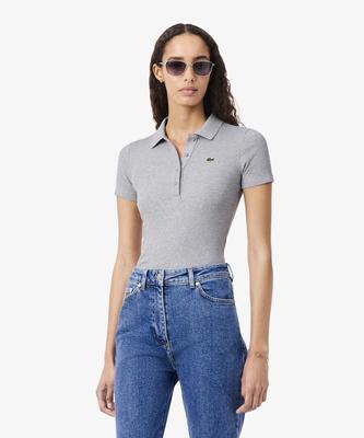 LACOSTE Женская облегающая футболка-поло в рубчик Df5377-56G Cca