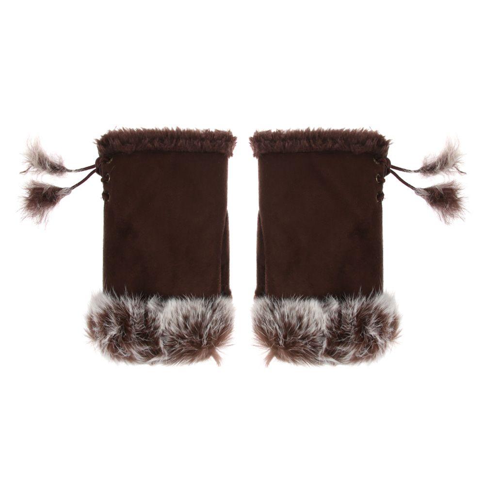 Fashion Soft Elastic Warm Mittens Thicken Warm Faux Rabbit Hair Gloves Fingerless