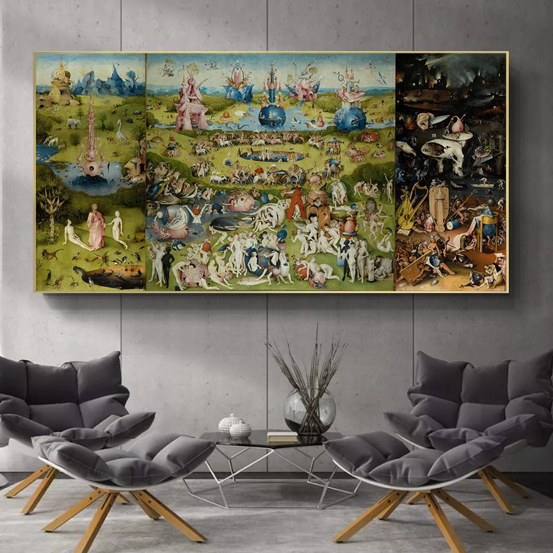 Сад земных наслаждений знаменитый холст с принтом художественная живопись настенный постер фотографии гостиная украшение дома