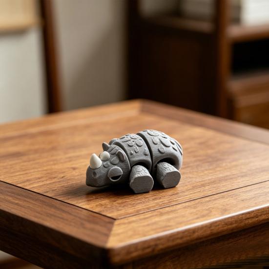 3D-печатная шарнирная фигурка носорога, Мини-модель мультяшного животного, Гибкий суставной фиджет-игрушка для снятия стресса, Образовательный игровой набор для детей, Микро