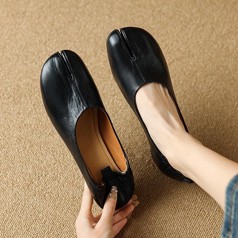 2024 Весна Осень Косплей Плоские туфли Таби Разделенные Носки Женские Одинарные Туфли Ленивые Слипоны Дизайнерская Обувь Кожаные Туфли Женские Лоферы