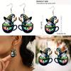 Halloween Themed Tea Cup Wizard Pattern Women Acrylic Earrings For Holiday Party Decor