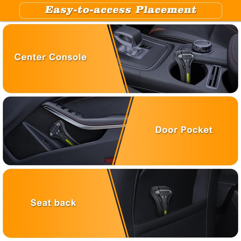 THINKWORK Car Window Breaker, Glass Breaker, Window Glass Breaker Seat Belt Cutter, 2 In