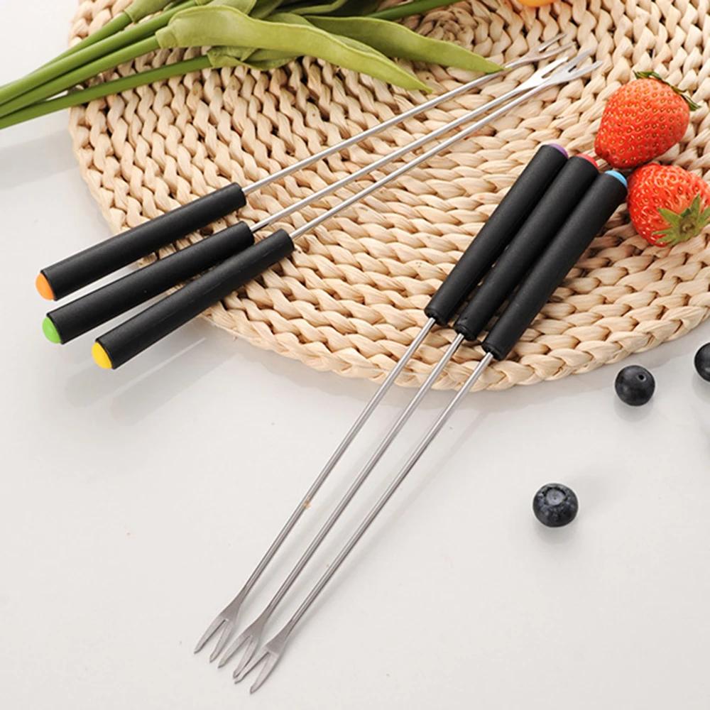 Вилка из нержавеющей стали для шоколада, сыра, вилки для горячих блюд, торта, фруктов, десерта, набор вилок для фондю, барбекю, мяса, шампура, кухонные принадлежности