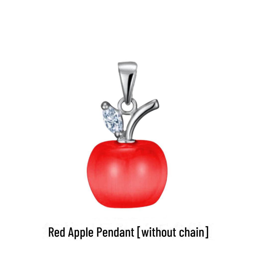 Классическое ожерелье с подвеской в виде яблока «кошачий глаз» из серебра с платиновым покрытием, розовым кристаллом и лунным камнем