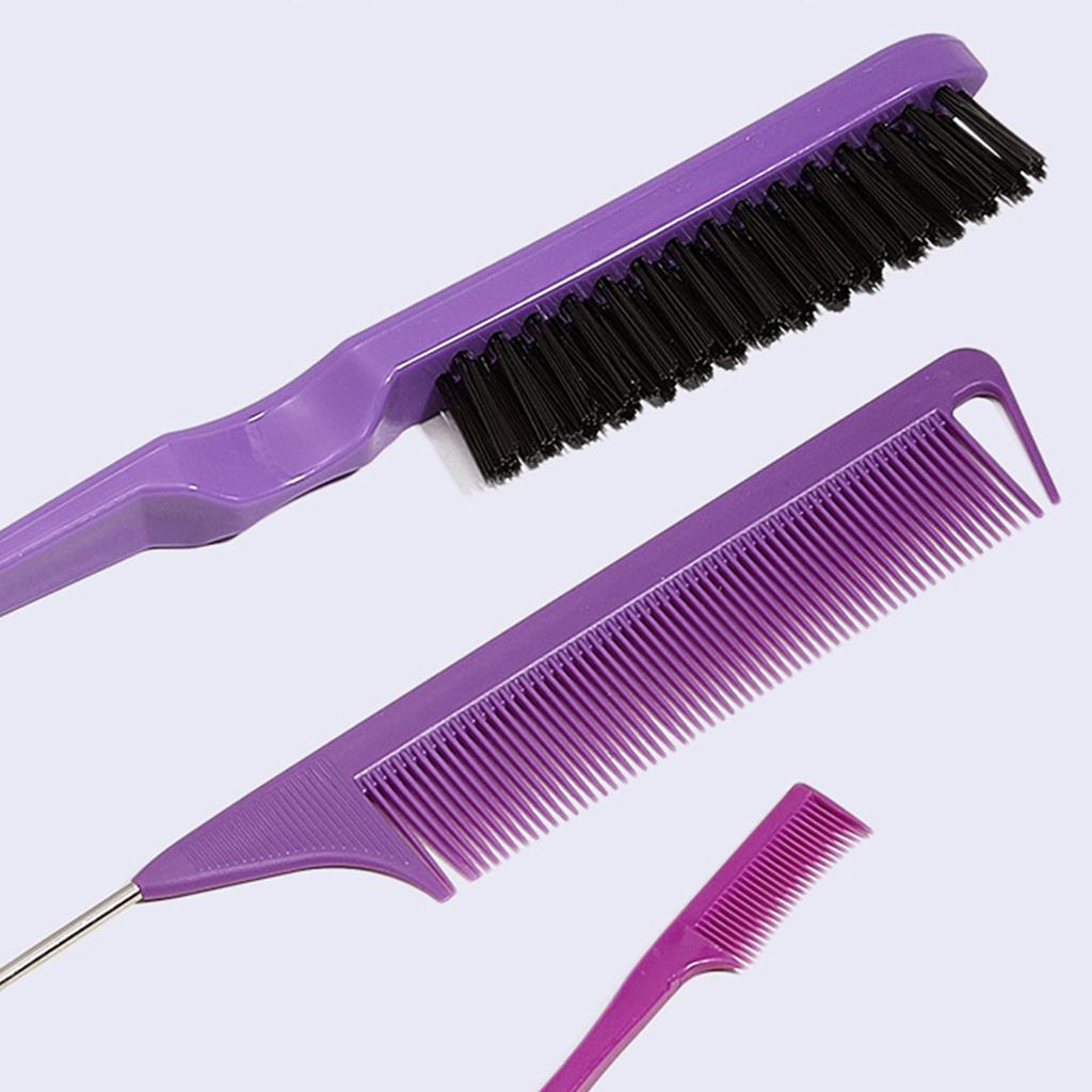 4Pcs Hair Styling Comb Set Teasing Hair Brush Triple Teasing Comb Rat Tail Combs Edge Brush Hair Tail Tools Braid Tool