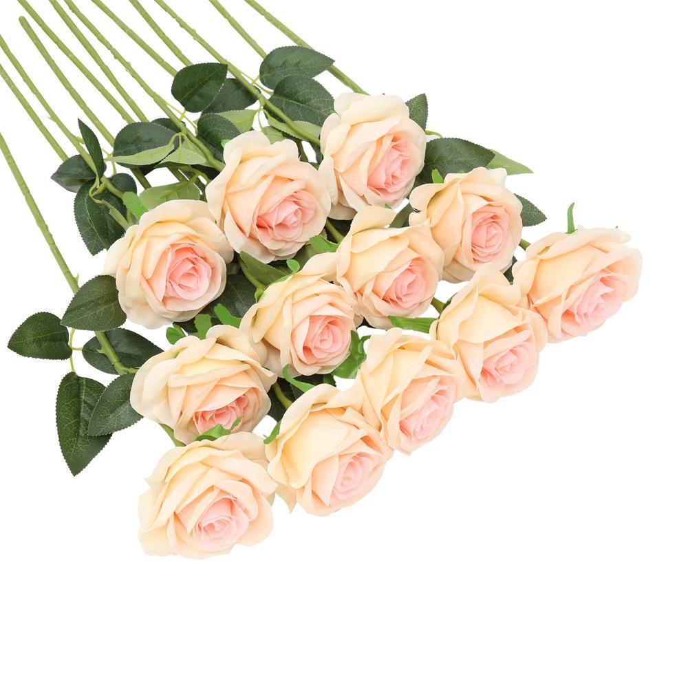 12 шт. искусственный шелковый цветок розы поддельные цветы для свадебного букета вечерние украшения дома