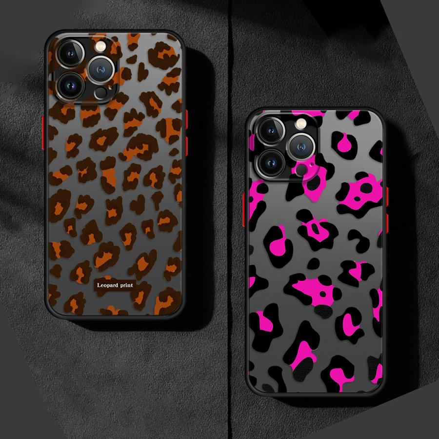Чехол с леопардовым принтом для iPhone 16 11Pro 13 Mini 7 8 Plus XS Max SE XR 14 Pro 15Pro 12 Матовый чехол