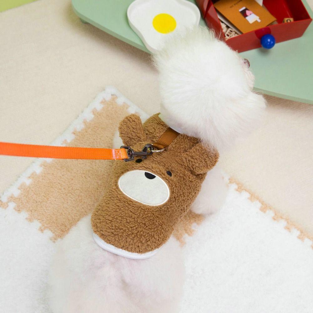 Dog Apparel Bear Pattern Winter Puppy Clothes Warm Sleeveless Dog Vest Comfortable Thickened Puppy Sweatshirt Cold Weather