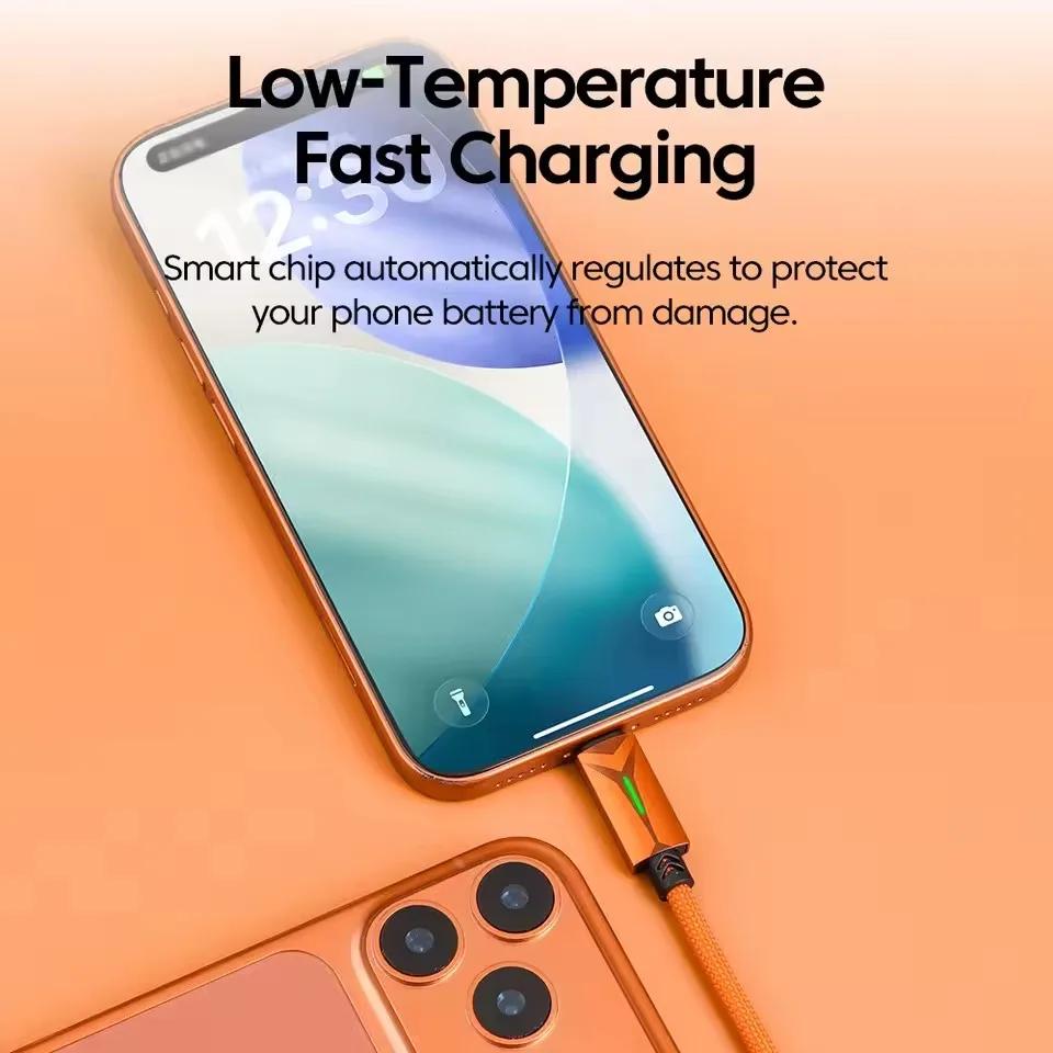 120W Data Cable USB A To C Cable Fast Charging Data Cable LED High Speed Transfer Cord For Phone Smartphones Tablet Power Bank