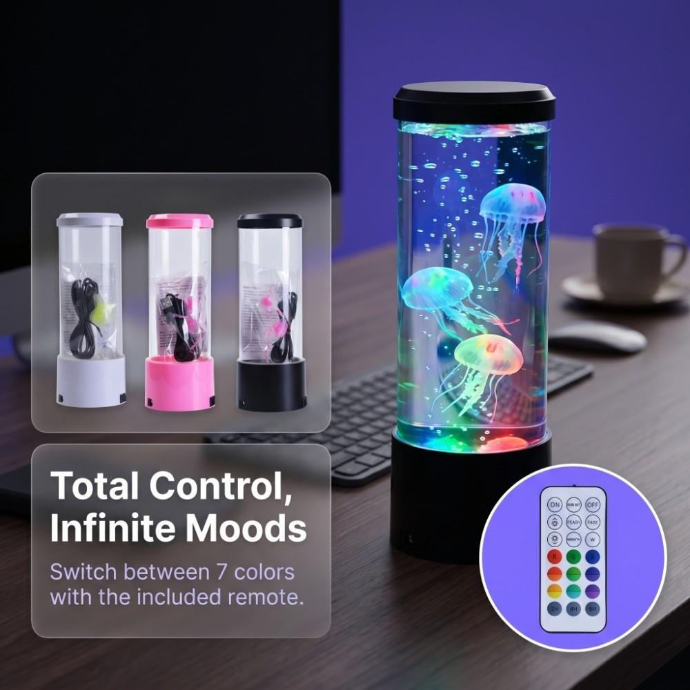 7-Color Changing Fantasy Aquarium Lamps USB Desktop Ornament Jellyfish Lava Lamp  Kids Gifts