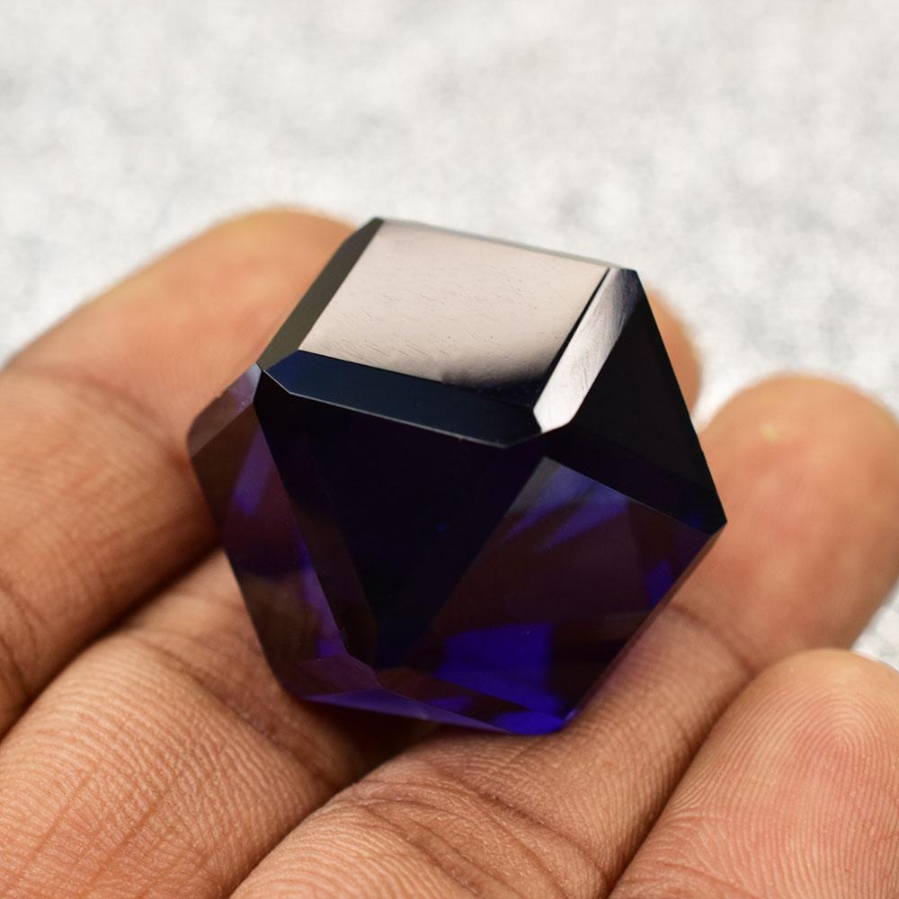 Natural Purple Amethyst Loose Gemstone 113.25 ct Unique Fancy Cube Cut for Jewelry Making and Crafts