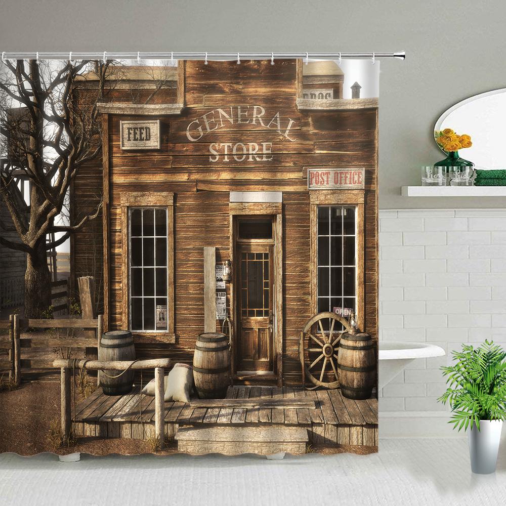 Ретро Деревянные Двери Набор Занавески для Душа Рустик Старый Винтажный Амбарная дверь Тканевые Занавески для Ванной Комнаты Фермерский Дом Декор для Ванной Экраны для Ванной Крючок