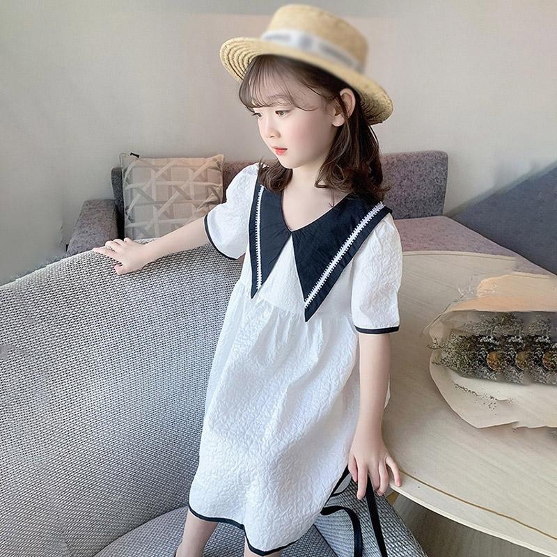 Летнее однотонное платье для девочек, платье принцессы, дизайн контрастного цвета