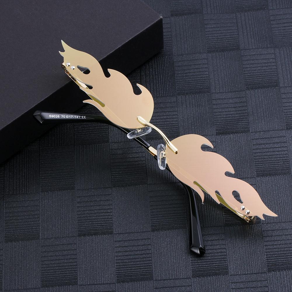 UV 400 Narrow Sunglasses Eyewear Rimless Fashion Sunglasses Fire Flame Wave Sun Glasses