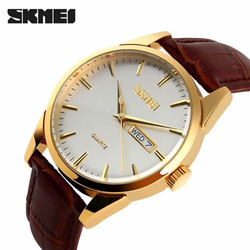 Watch Men's Business Arm Watch Men's Waterproof Brown Leather Belt Quartz Analog Stylish Classic Casual Simple Date Day of the Week Lightweight Men's