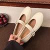 Stylish and Lightweight White Round Head Flat Bottom Shallow Mouth Single Shoes Women's New Autumn and Winter Soft Sole Mary Jane Small Leather Shoes