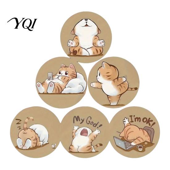 Heat Insulation Pads Wooden Cat Coasters, Decorative Resistant Table Mats, Non-slip Cup Coasters for Drinks Hot And Desk Protection Tableware