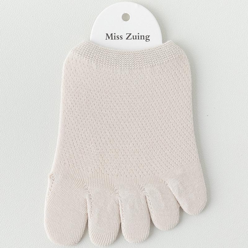 Женские весенне-летние нескользящие носки-лодочки с пятью пальцами и полуладонью — невидимые, тонкие, с раздвоенным носком для высоких каблуков.