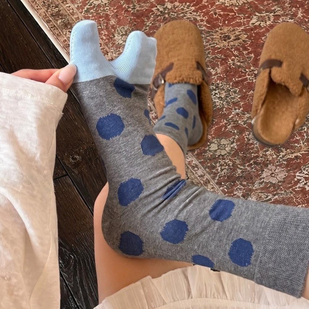 Soft Polka Dot Socks Split Toe Design Toe Socks Kawaii Mid Tube Socks Versatile