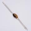 Classic Top Grade Qualite 100% Natural Tiger Eye Oval Shape Ethnic Style Handmade Jewelry 925 Steling Silver Plated Bracelet 8" WSJ-4671