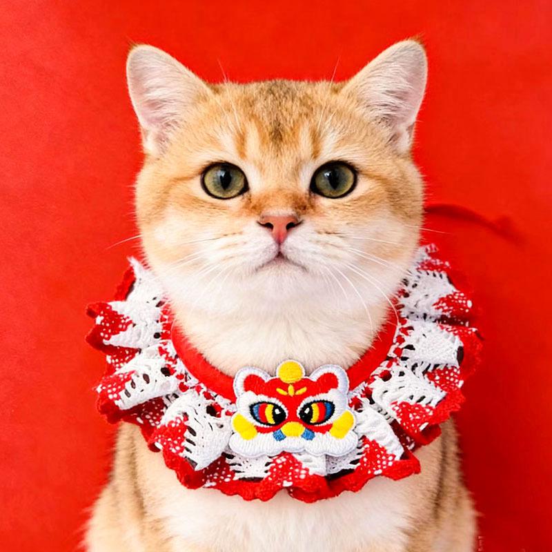 Red New Year Spring Festival pet saliva towel new festive dog scarf bib ornament cat scarf collar