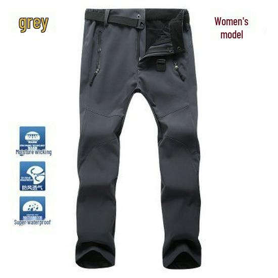 Мужские и женские водонепроницаемые ветрозащитные брюки софтшелл на флисовой подкладке для активного отдыха, лыж и альпинизма.