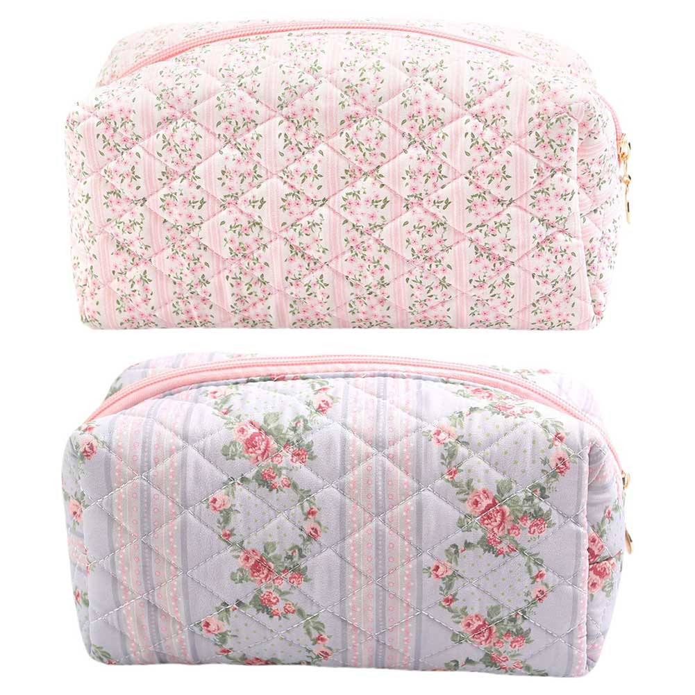 Женская косметичка с цветочным принтом, большая вместительная хлопковая эстетичная косметичка для туалетных принадлежностей, мягкая сумка-органайзер на молнии, женская дорожная сумка