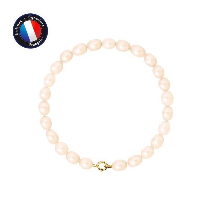 Bracelet - PERLINEA - Genuine Cultured Pearl 5-6 Mm - 9 Cts Yellow Gold - Natural Pink - AAA+