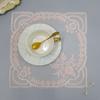 Table Decoration and Accessories Pink Beads Flowers Embroidery Table Place Mat Cloth Coaster Wedding Christmas Placemat Kitchen