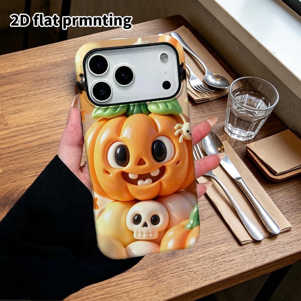Phone Case: 2D flat design suitable for iPhone 18 17 16 15 14 13 Pro protective case, Halloween pumpkin, Christmas and Halloween perfect holiday gift